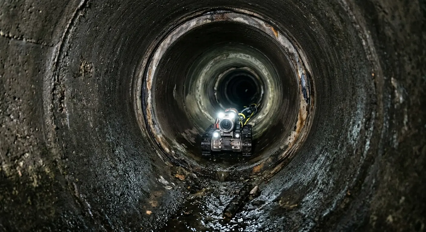 Robotic sewer camera inspecting pipe interior for Sewer Line Repair in Camp Hill